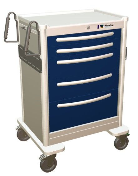 Aluminum STD Tall ANS Treatment Cart 5 Drawers  Key Lock