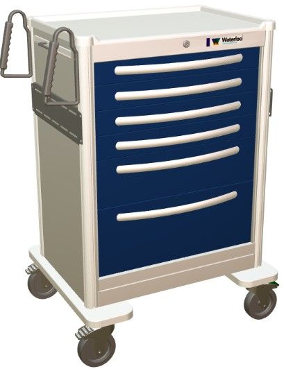 Aluminum STD Tall ANS Treatment Cart 6 Drawers  Key Lock