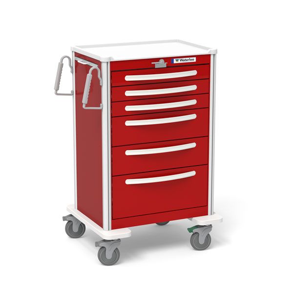 Aluminum STD X-Tall ER Crash Cart w/ 6 Drawers & Lever Lock
