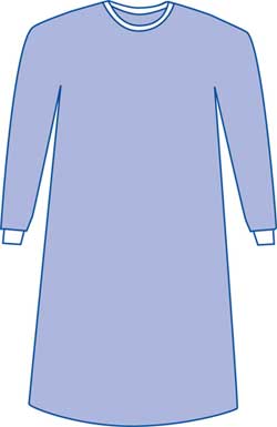 Sterile, Aurora Gowns Non-Reinforced w/ Set-in-Sleeves Large 43in