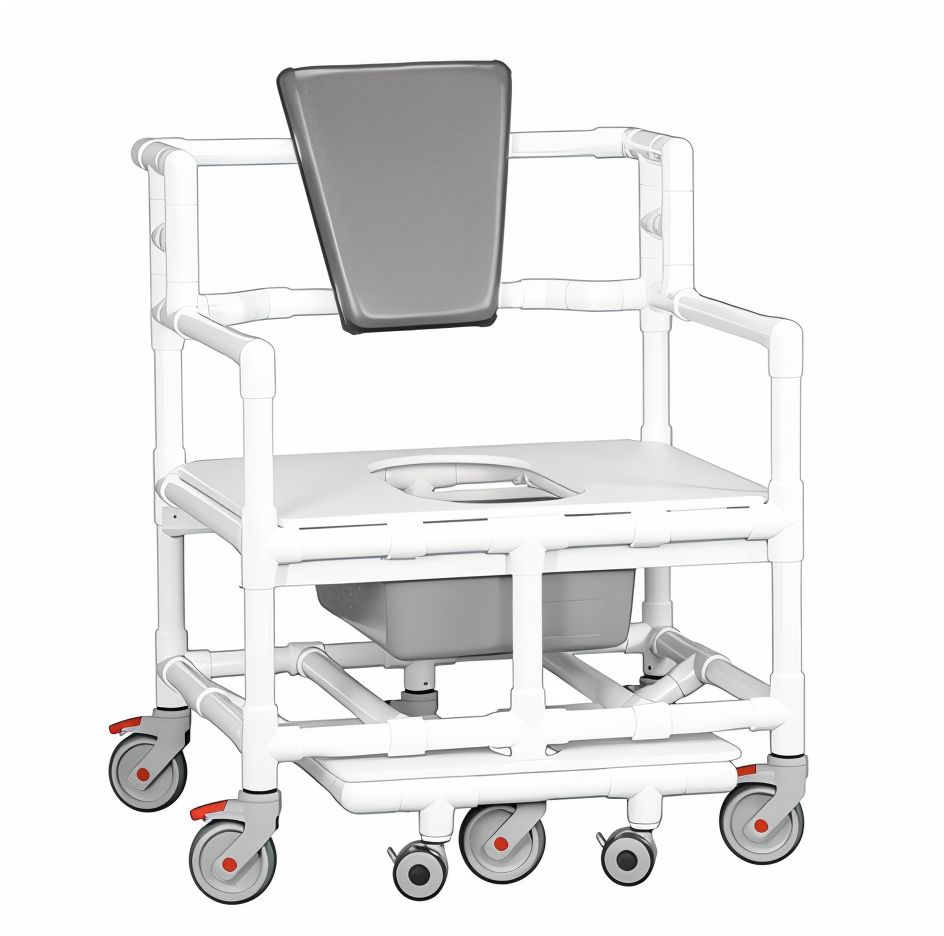 Bariatric Shower Chair Commode w/ Slide Footrest & Pail 900 lb Capacity