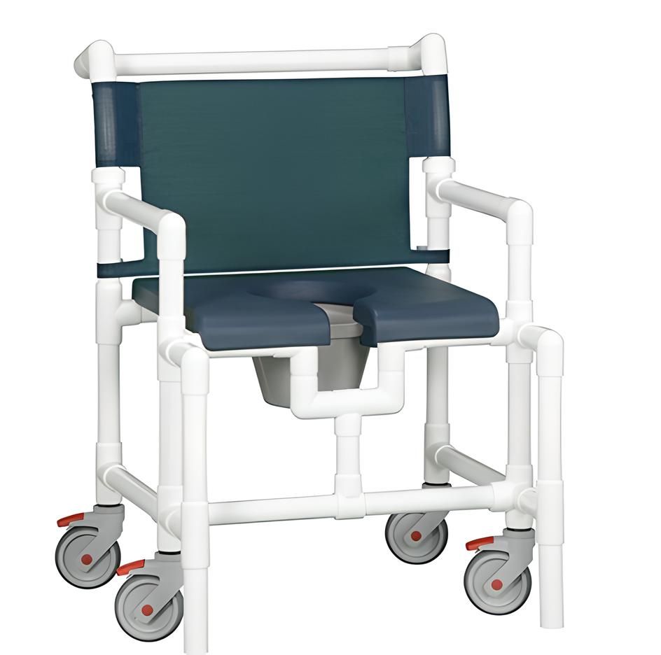 Oversize Shower Chair Commode wOpen Soft Seat  Pail 450 LB CAP