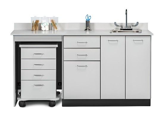 66in Base Cabinet w/ 3 Doors, 2 Drawers & Cart-Port