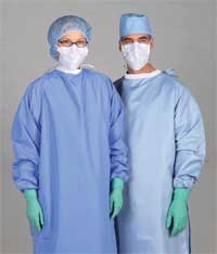 Blockade Surgeons Gown Large Ceil Blue Tie Neck Back Closure