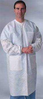 Disposable Lab Coats w/ Knit Cuffs, Blue