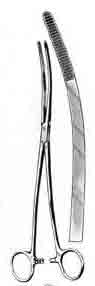 Bozeman Uterine Dressing Forceps, Curved, 10in