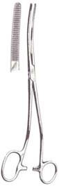 Bozeman Uterine Dressing Forceps, Curved, 1 Large Ring, 10in