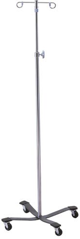 Heavy Base Four-Leg IV Pole 2-Rams Horn Hooks