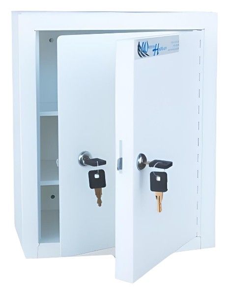 Double Door & Lock Compact Narcotics Cabinet w/ 2 Keys Each