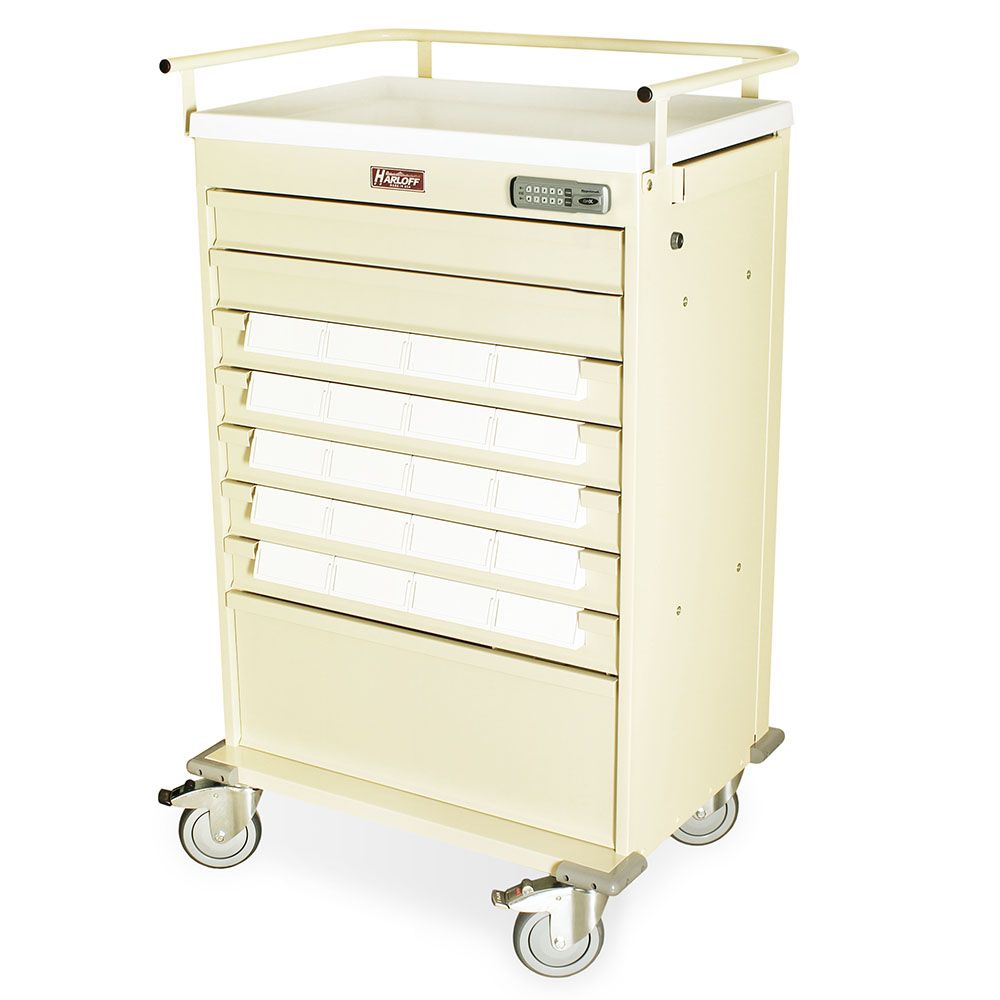 Economy Med Bin Cart w/Pushbutton, Key Lock
