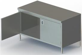 Enclosed 24in Wide Stainless Steel Work Table Hinged Doors