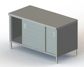 Enclosed 24in Wide Stainless Steel Work Table w/ Sliding Doors