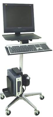 Ergonomic Rolling Computer Stand w/ Cord Reel