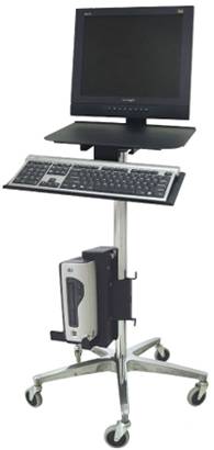 Ergonomic Rolling Computer Stand w/ Cord Wrap