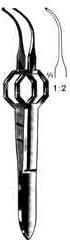 Curved Foerster Iris Tissue Forceps w/ 1x2 Teeth