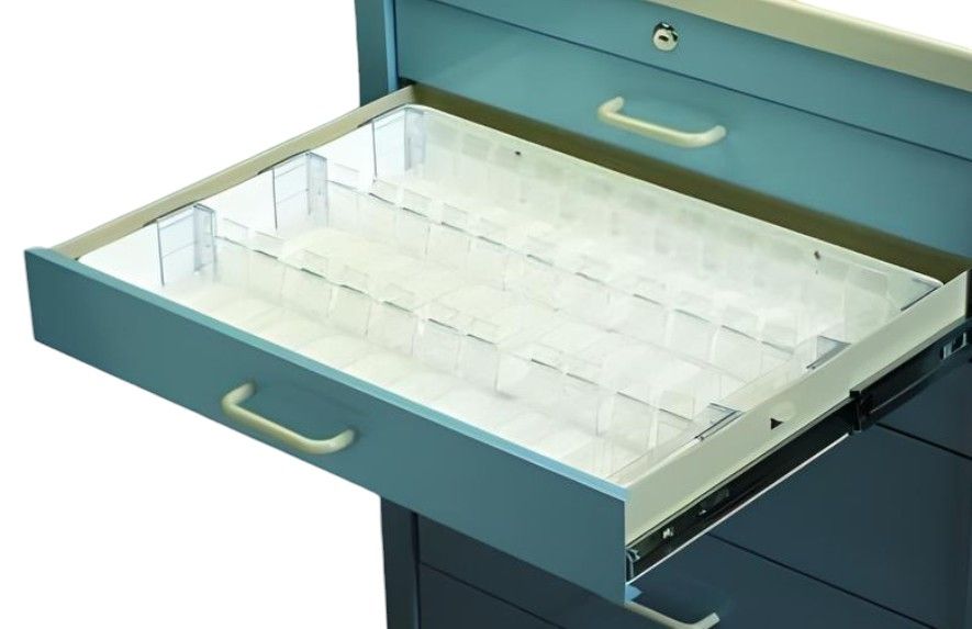 Medical Cart Accessory 3in Full Drawer Tray w/ 33 Ampule Holders