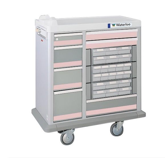 Full Sized 30 Bin Medication Cart w/ 7 Drawers & Key Lock