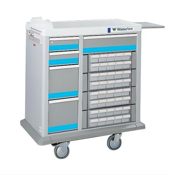Full Sized 40 Bin Medication Cart w/ 5 Drawers & Key Lock