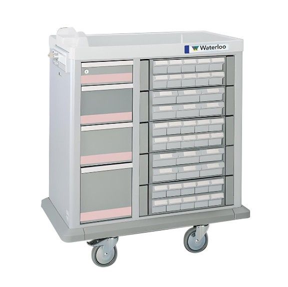 Full Sized 50 Bin Medication Cart w/ 4 Drawers & Key Lock				
