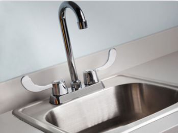 Gooseneck Faucet with Wing Levers  Sink