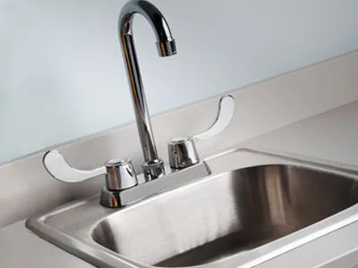 Gooseneck Faucet with Wing Levers  Sink