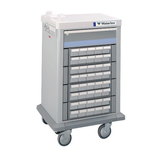 Half Sized 40 Bin Medication Cart w/ 1 Drawer & Key Lock