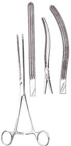 Kocher Intestinal Forceps 10-1/2 in, Straight, Longitudinal Serrations