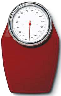 Red Mechanical Floor Scale