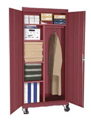Mobile Combination Cabinet w/ Adj Shelves & Garment Rod