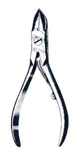 Nail Nippers, Concave Jaws, Single-Spring, Chrome, 4-1/2 in