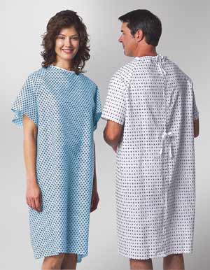 Patient Gowns Standard Cut with Straight Back Closure