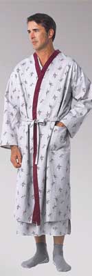 Patient Robes Cranberry Trim Galaxy Grey Print