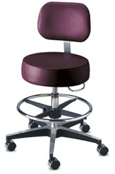 Pneumatic Exam Stool w/ Backrest & Round Foot Ring