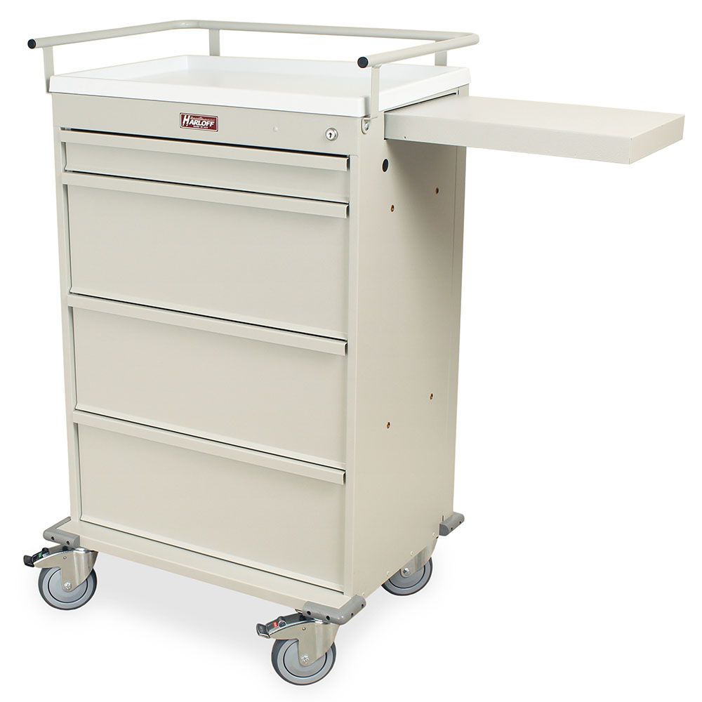 4 Drawer 450 Punch Card Capacity Medication Cart wKey Lock