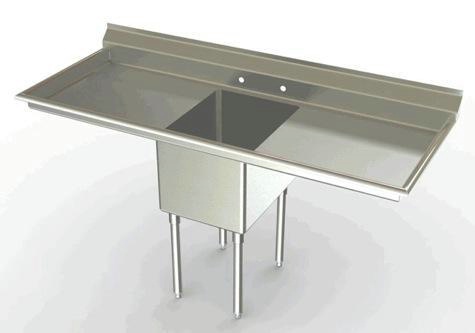 24in Wide Bowl Standard One Compartment Sink Two Drainboards
