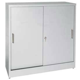 Sliding Door Storage Cabinet w/ Adj. Shelves