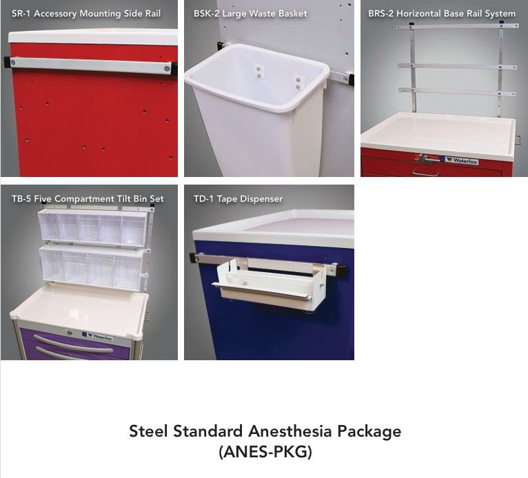 Steel Full Size Cart Standard Anesthesia Accessory Package
