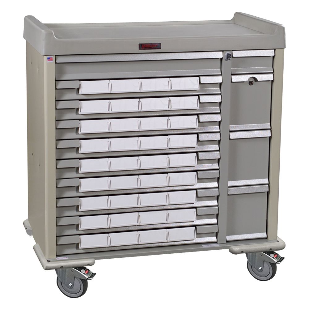 Standard Med Bin Cart w/ Key Lock & 36 - 5in Bins