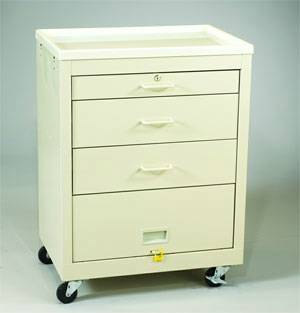 Steel 3 Drawer Medical Cart Panel  Single Key Lock