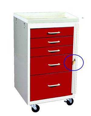 Steel 5 Drawer Mini Cart Breakaway Lock