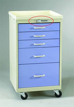 Steel 5 Drawer Mini Cart Push Button Lock