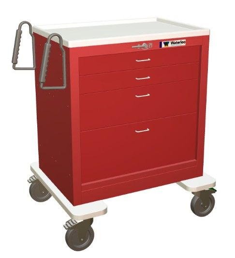 Steel STD Short Emergency Crash Cart w/ 4 Drawers & Lever Lock