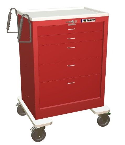 Steel STD Tall ER Crash Cart w/ 5 Drawers & Lever Lock
