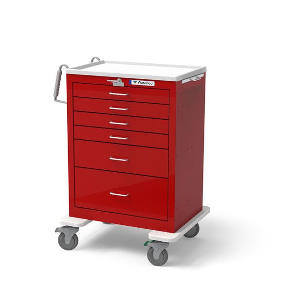 Steel STD Tall ER Crash Cart w/ 6 Drawers & Lever Lock
