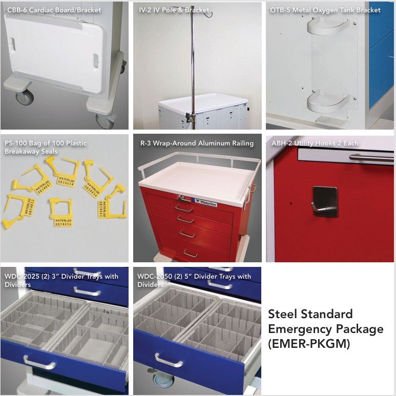Steel Full Size Cart Standard Emergency Accessory Package