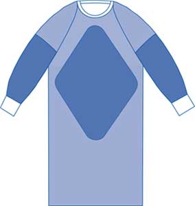 Sterile, Fabric-Reinforced Sirus Surgical Gowns w/ Raglan Sleeve, 45in
