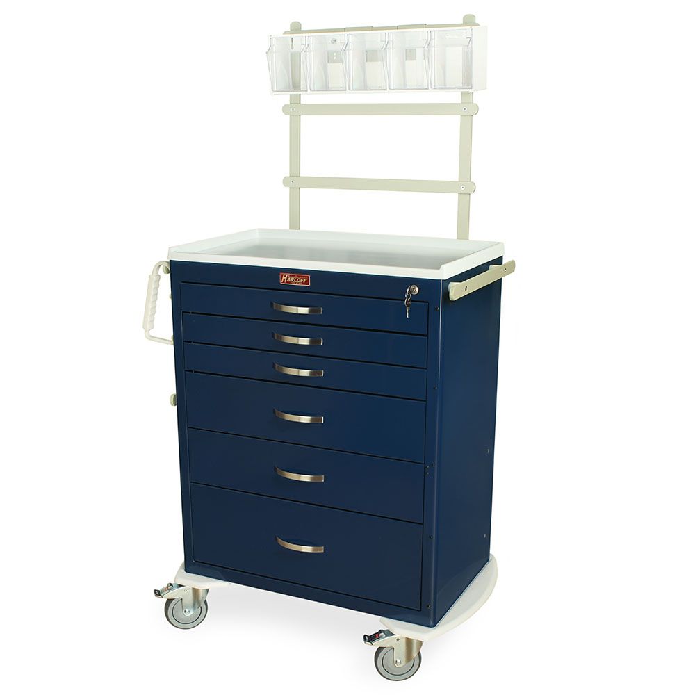 Tall Anesthesia Standard Width Cart Key Lock  6 Drawers