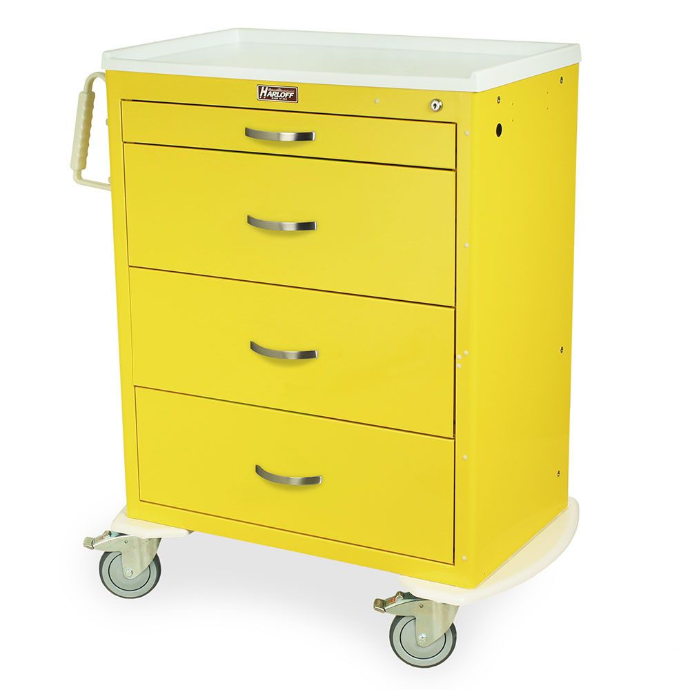 Tall Isolation Standard Width Cart Key Lock  4 Drawers