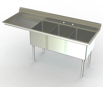 Three Compartment Sink w/ Left Drainboard (Economy Model)