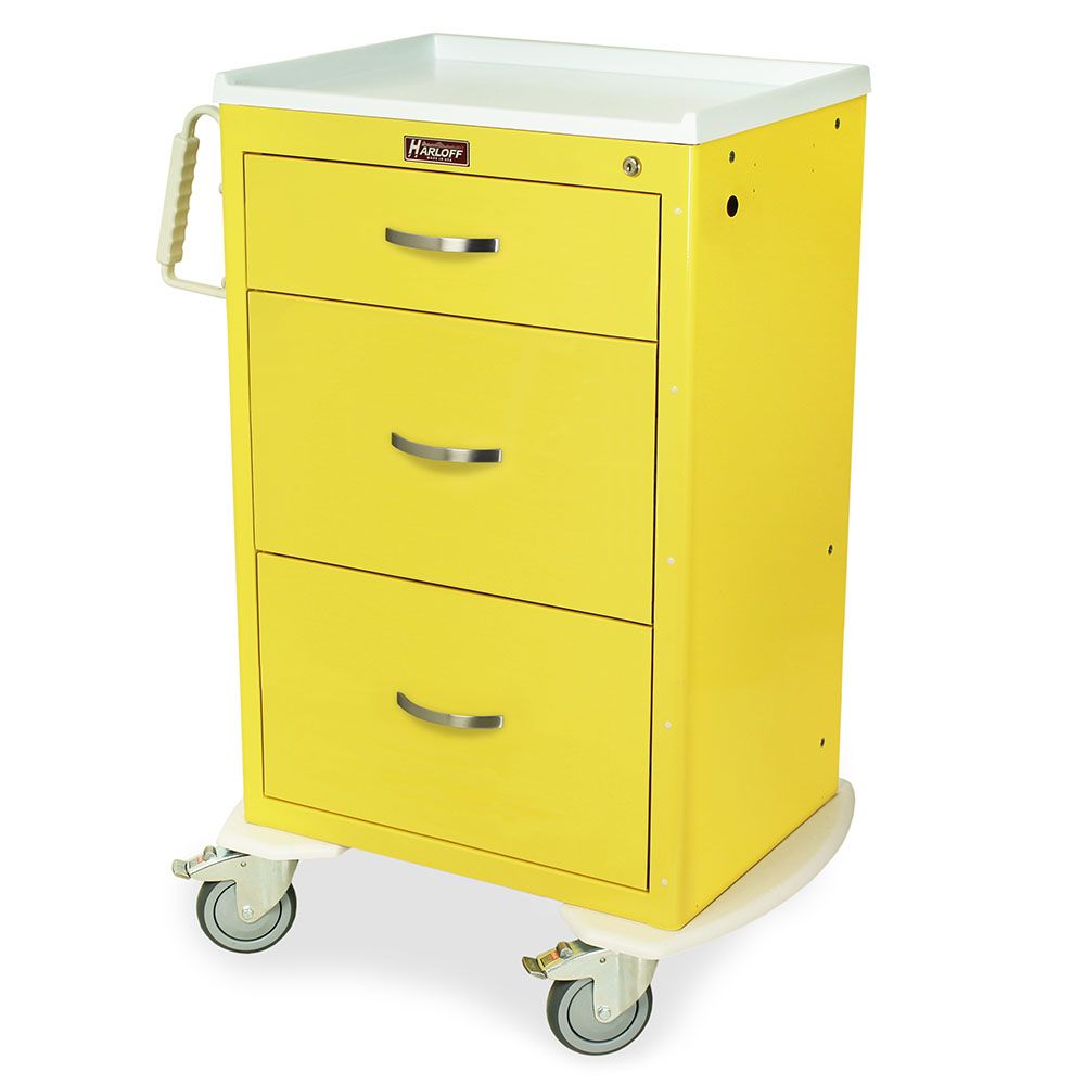 Tall PPE Medium Width Cart Key Lock  3 Drawers